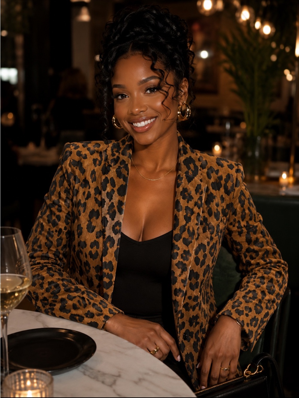 Nasty Gal Collection Brown Black Corduroy Leopard Open Blazer. Size Medium. NWT.